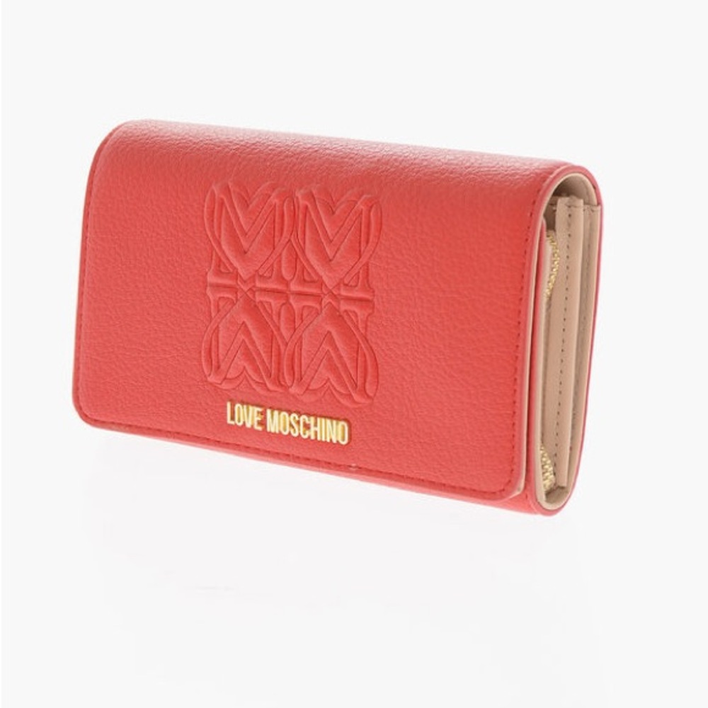 ❤️❤️❤️LOVE MOSCHINO RED LOGO EMBOSSED FAUX LEATHER WALLET ❤️❤️❤️ - Picture 7 of 9